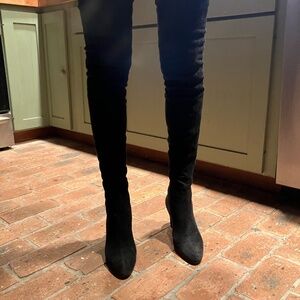 Brian Atwood Black Suede Thigh High Boots
